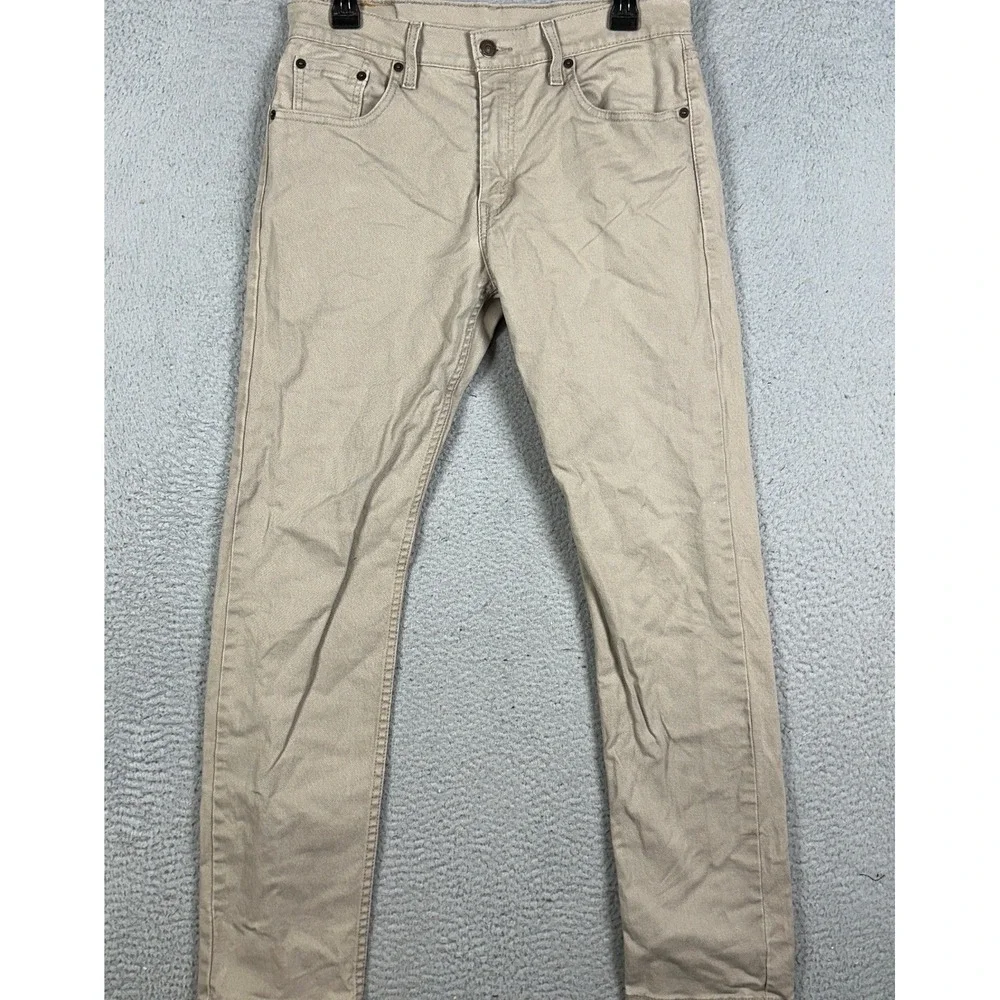 Levis 502 Jeans Mens 30X32 Tan Regular Fit Tapered Leg Red Tab Stretch Denim EUC